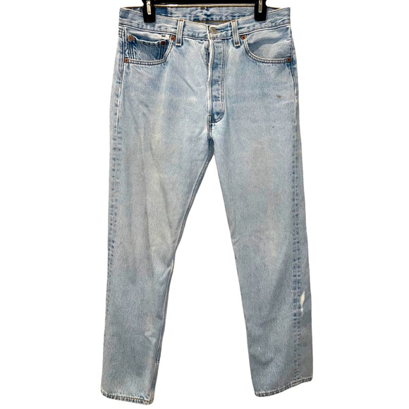 LEVI’S USA Vintage 501 Distressed 100% Cotton High Rise Jeans Size 33 x 32 - Picture 2 of 14
